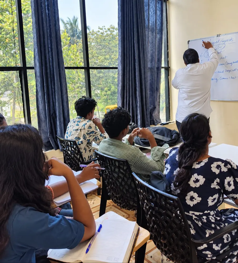 Class on legal aspects of hospital administration, covering the healthcare Acts, at Treneywann Institute of Hospital Administration, Vyttila, Kochi