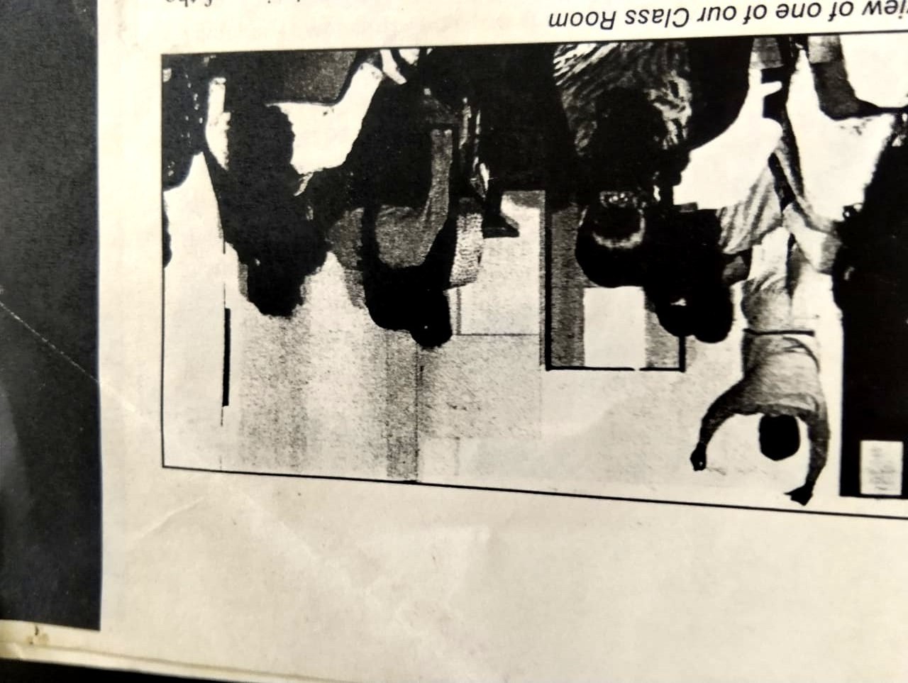 B.V. Kumar teaching hospital administration as a guest lecturer in a Kerala college classroom in 1991 — the practitioner-led teaching legacy behind Treneywann Management Studies, Kochi
